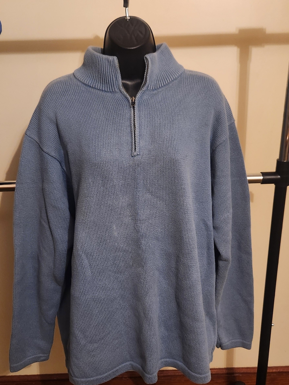L.L. Bean Men's Sky Blue Half-Zip Knit Sweater
